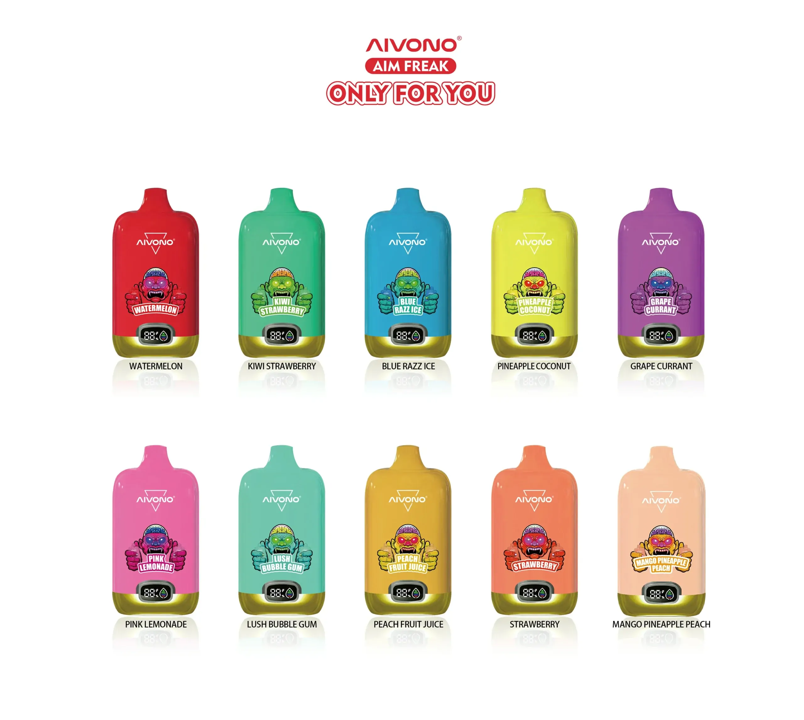 AIVONO AIM FREAK 13000 Züge Farbdisplay 0% 2% 3% 5% Nikotin Wiederaufladbar Großhandel Einweg E-Zigarette