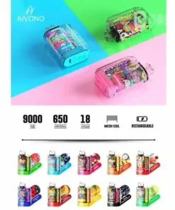 AIVONO AIM XXL 9000 Züge Einweg-Vape Großhandel – Wiederaufladbar, Stilvoll und in Verschiedenen Nikotinstärken (0%, 2%, 3%, 5%)