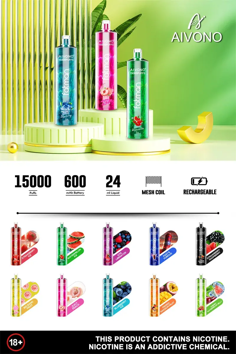 AIVONO Fatman 15000 Züge Lungeninhalation DTL 0% 2% 3% 5% Nikotin wiederaufladbarer Einweg-Vape Großhandel