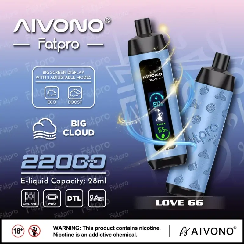 AIVONO Fatpro 22000 Züge Hookah Digitalanzeige DTL 0% 2% 3% 5% Nikotin Einweg-Vape Großhandel wiederaufladbar – Bild 10