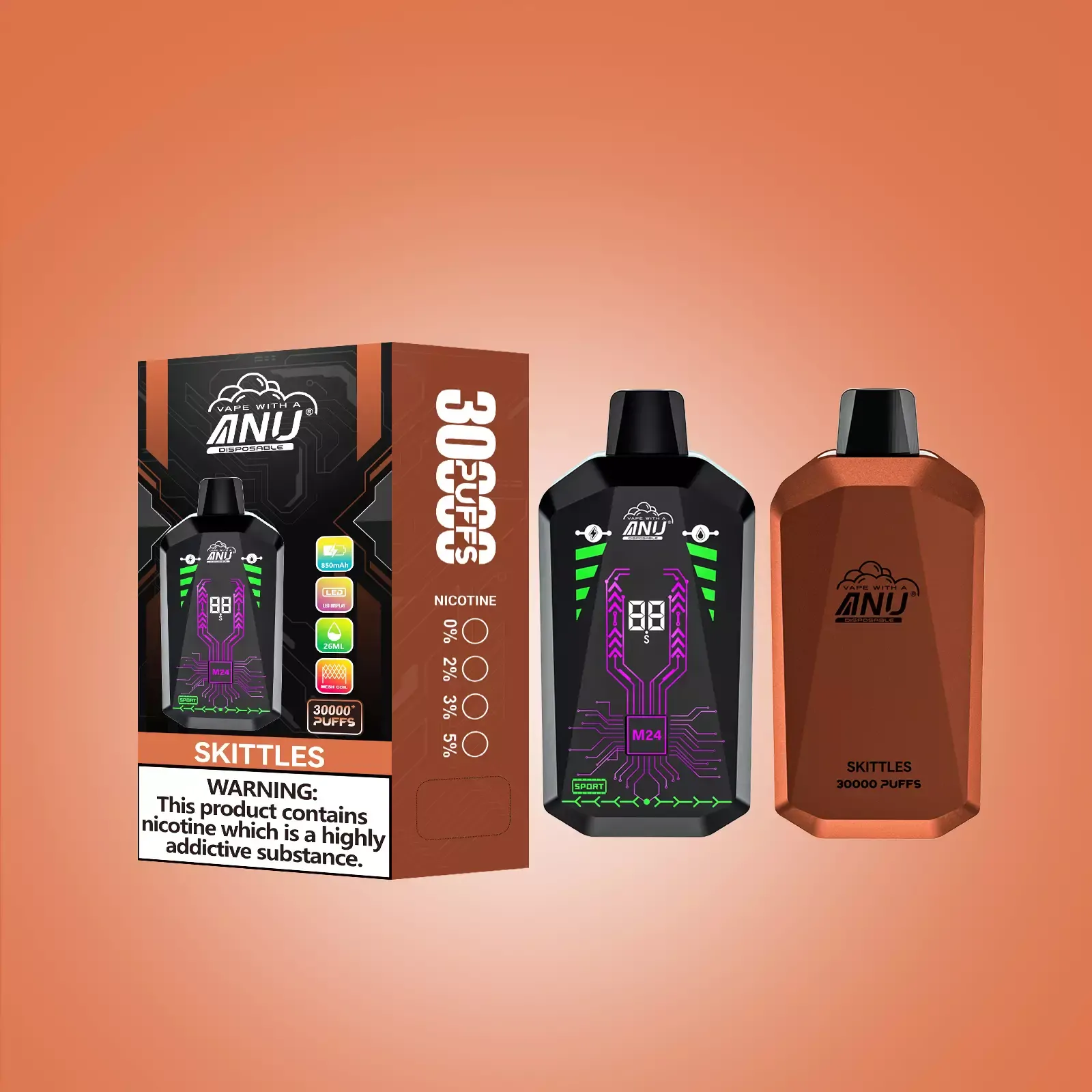 ANU Star 30000 Züge Großer Bildschirm 0% 2% 5% Niedriger Nikotin In Großhandel Kaufen Leichtes Design Aufladbarer Einweg-Vape Stift – Bild 2