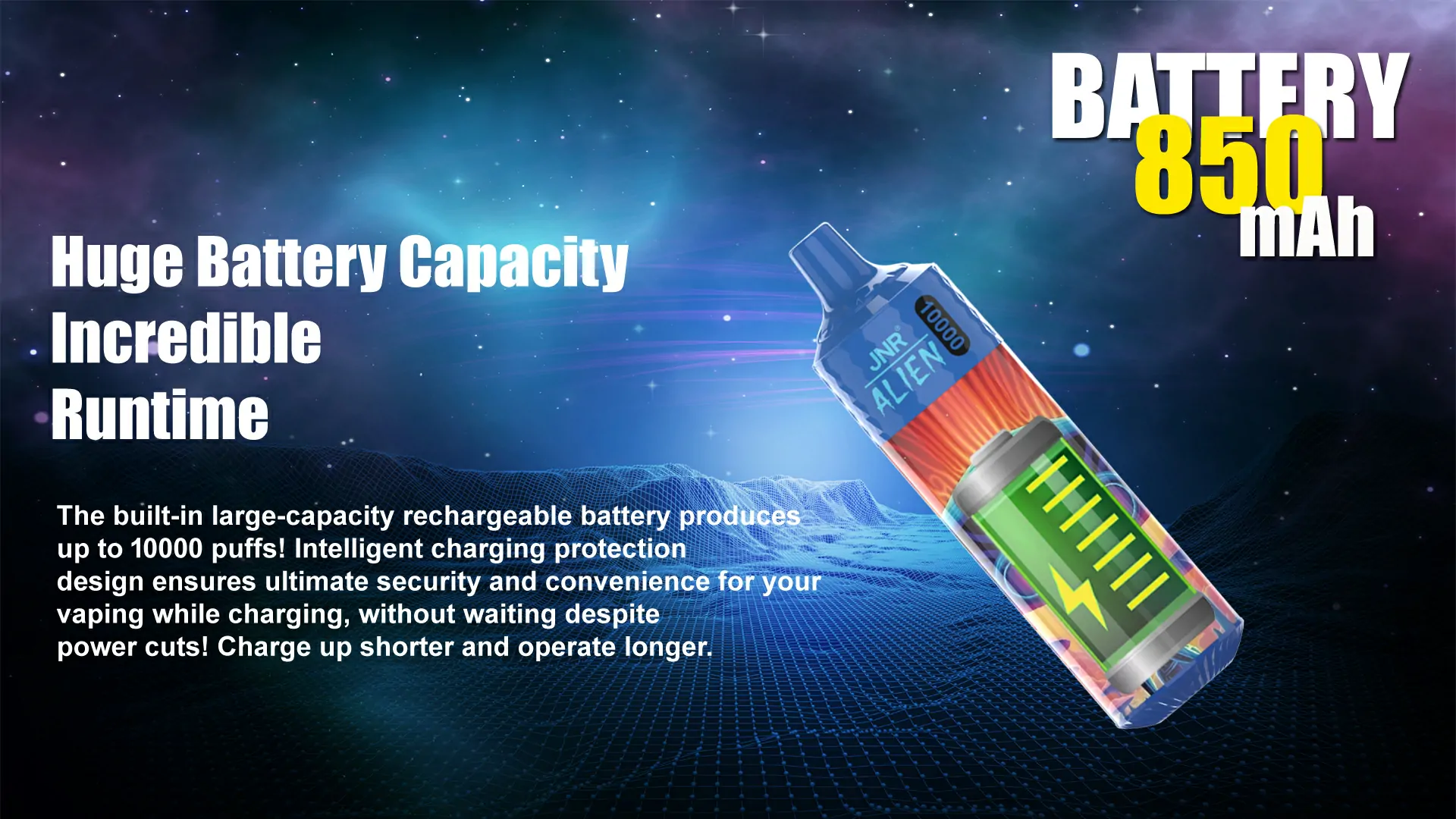 JNR Alien 10000 Züge RGB Einstellbarer Luftstrom 0% 2% 5% Niedriges Nikotin Großhandel Kauf 50 Geschmacksrichtungen Wiederaufladbare Einweg E-Zigaretten Pen