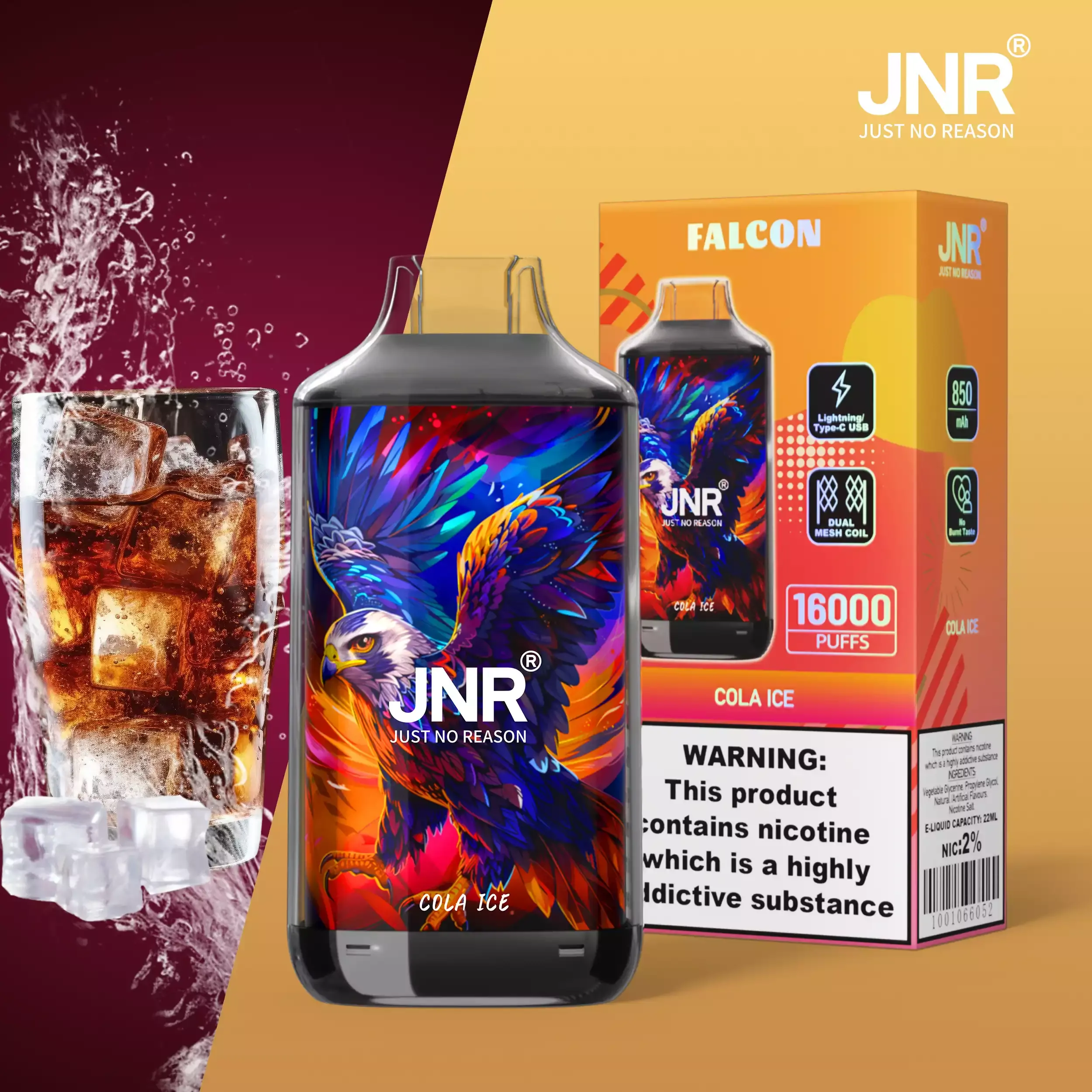 JNR Falcon 16000 Züge Dual Mesh Crystal Craft 2% Niedriges Nikotin Großhandel 20 Geschmacksrichtungen Wiederaufladbare Einweg-Vape Pen – Bild 15