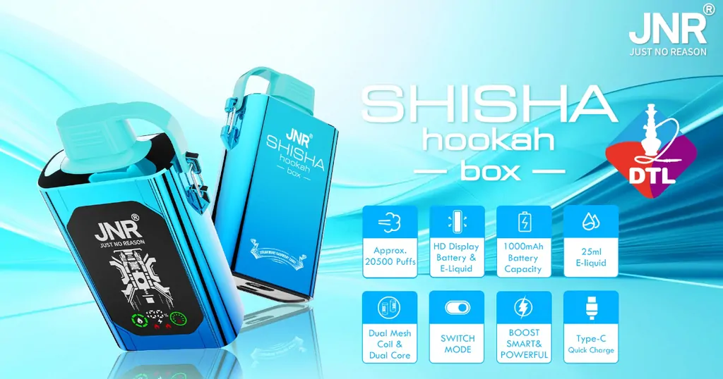 JNR Shisha Hookah Box 20500 Züge Dual Mesh HD-Display DTL 0% 2% 5% Nikotin Bulk-Kauf Großhandel Aufladbare Wegwerf-E-Zigaretten Stifte