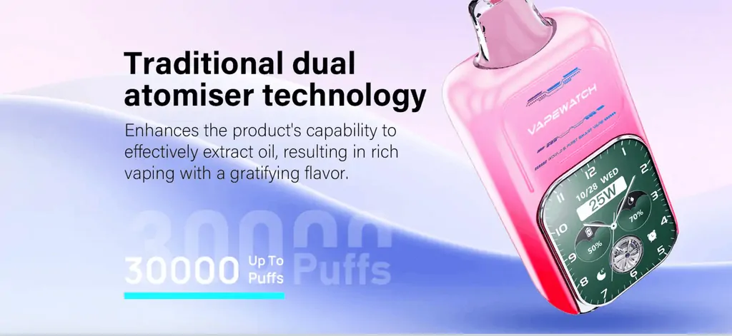 JNR Vape Watch 30.000 Züge Dual Mesh Smart Gerät 2% Niedriger Nikotin Großhandel 10 Geschmacksrichtungen Aufladbarer Einweg-Vape Stift