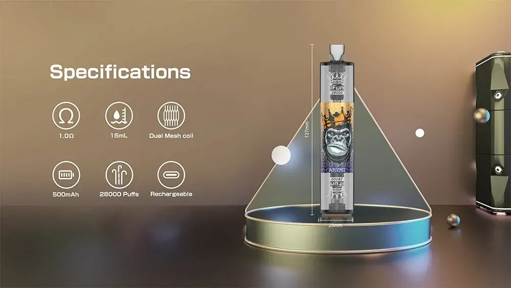 ARYMI IFUN 28000 Züge Dual Mesh Einstellbarer Luftstrom 5% Niedriger Nikotingehalt Wiederaufladbare Einweg-E-Zigaretten Großhandel