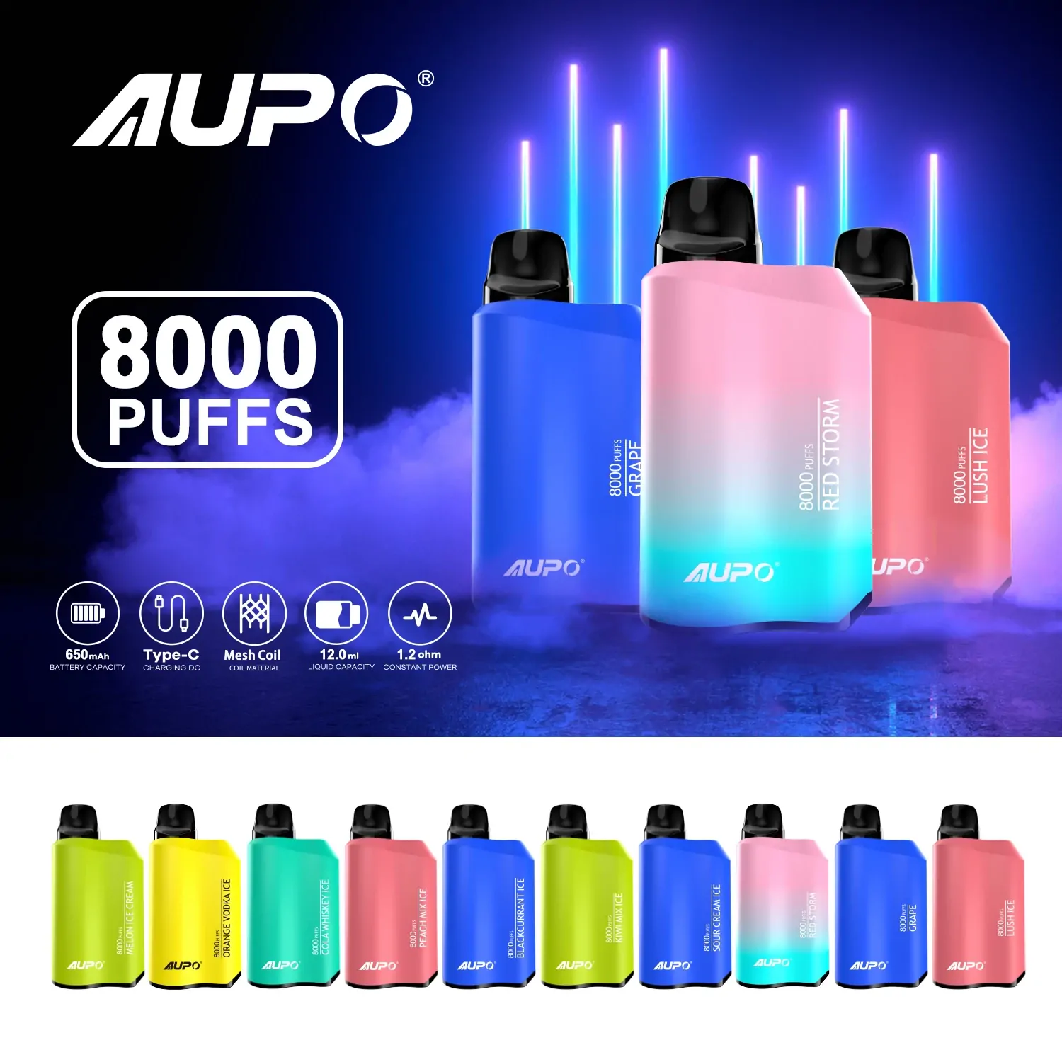 AUPO 8000 Züge JETBAR PRO 2% Niedriger Nikotin Großhandel Portables Design Aufladbarer Einweg-Vape-Stift