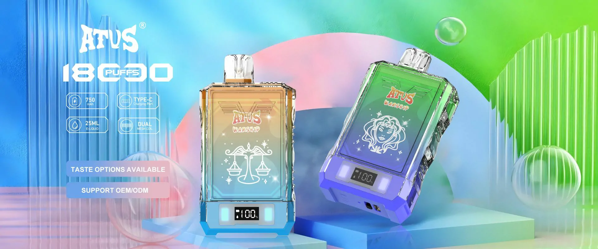 Atvs Warship 18000 Züge Doppel-Mesh 5% Niedriger Nikotin-Gehalt Großhandel Aufladbare Einweg-Dampfer Stifte im Großhandel