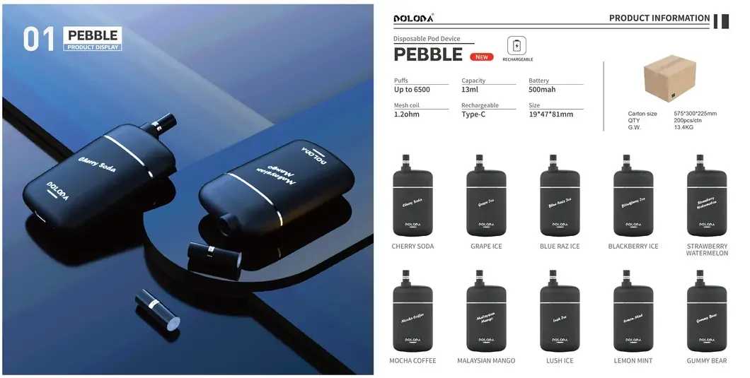 DOLODA Pebble 6500 Züge 0% 2% 5% Nikotin Stilvolles Design Wiederaufladbare Einweg-E-Zigarette Großhandel Günstig Kaufen