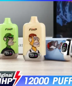 FIHP 12000 Züge LED-Display 2% 5% Niedriger Nikotin Großhandel Wiederaufladbare Einweg-E-Zigaretten Stifte im Großhandel