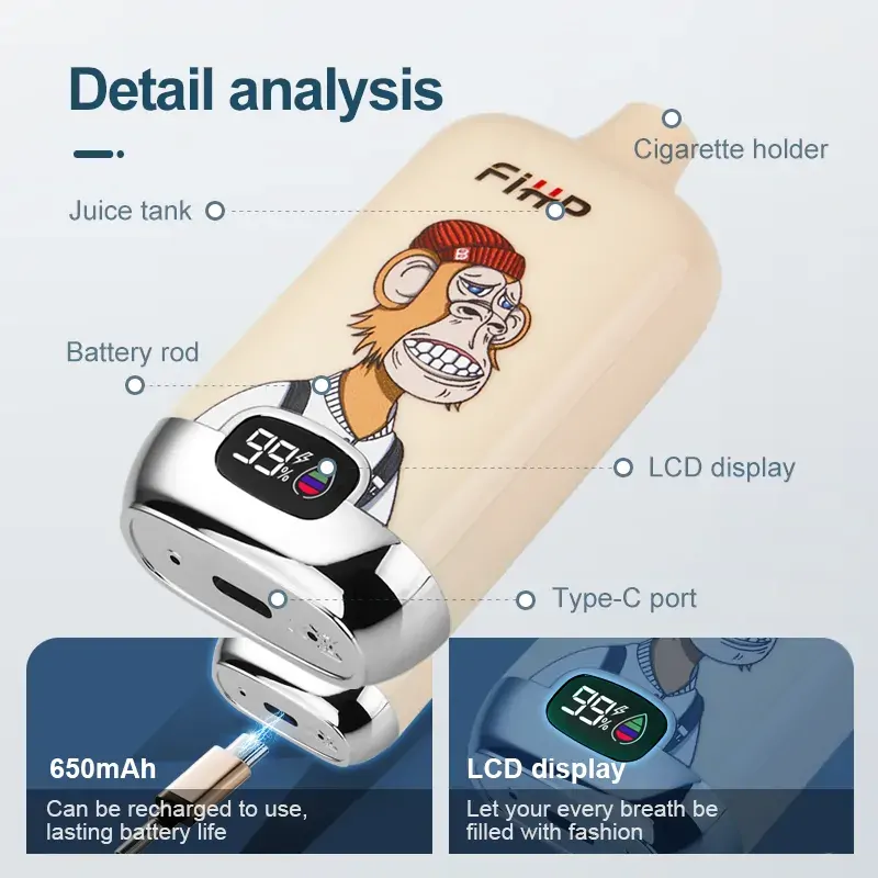 FIHP 12000 Züge LED-Display 2% 5% Niedriger Nikotin Großhandel Wiederaufladbare Einweg-E-Zigaretten Stifte im Großhandel