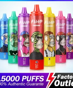 FIHP 15000 Züge LED-Display Wiederaufladbare Einweg-E-Zigarette 2% 5% Niedriger Nikotingehalt Großhandel