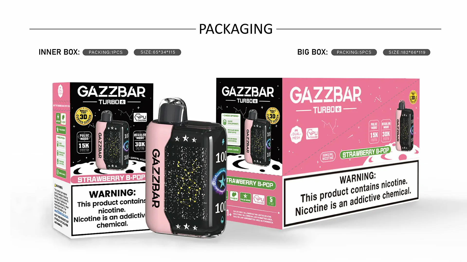 Gazzbar Turbo 30000 Züge Dual Mesh 5% Nikotin – Wiederaufladbare Einweg Vape Großhandel kaufen