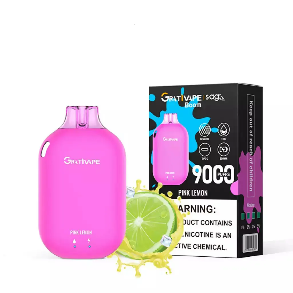 Grativape Boom 9000 Züge LED-Anzeige | 0%, 2%, 3%, 5% Nikotin | Niedriger Nikotingehalt | Großhandel & Bulk-Buy | Wiederaufladbarer Einweg-Vape Pen – Bild 12