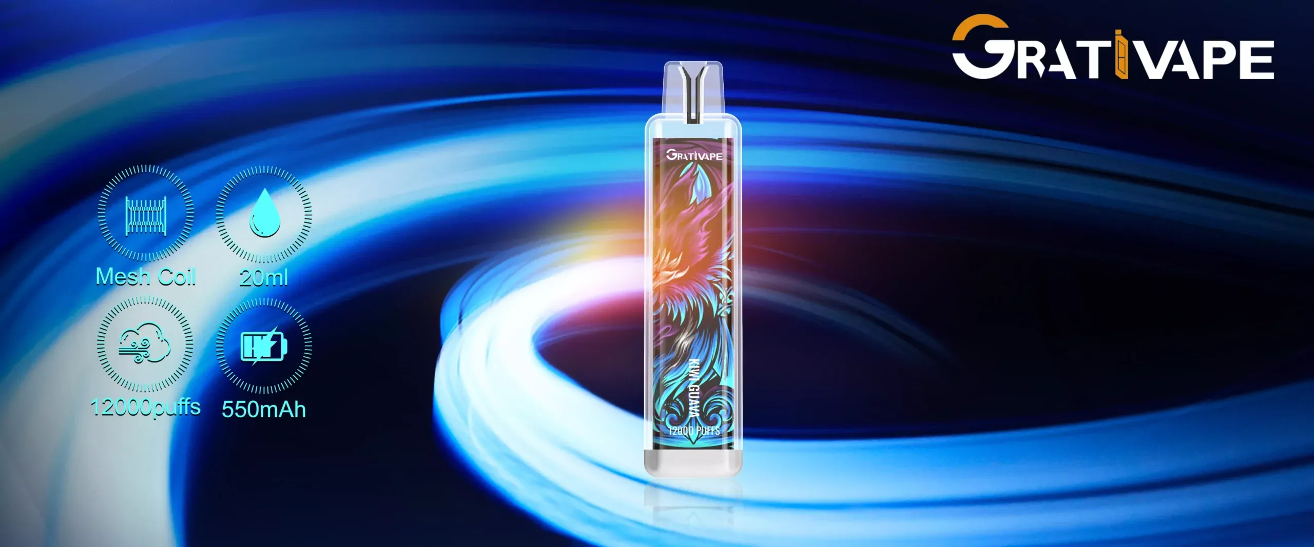 Grativape iStorm 12000 Züge – Wiederaufladbare Einweg E-Zigarette mit LED, 0/2/3/5% Nikotin, Großhandel & Bulk Buy, niedriger Nikotingehalt