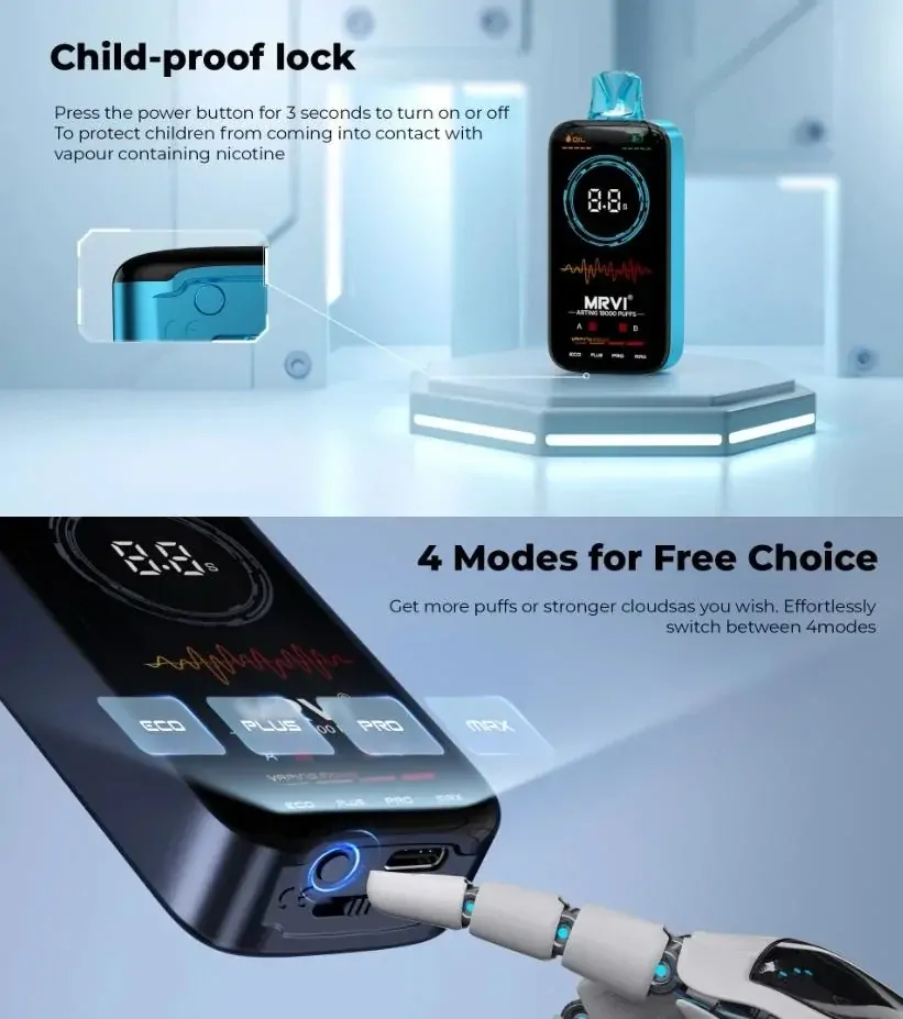 MRVI Arting 18000 Züge – Dual Mesh, Full-Screen-Display, 2%/5% Nikotin, wiederaufladbar, Einweg E-Zigarette, große Auswahl an Geschmacksrichtungen, Bulk-Buy & Großhandel