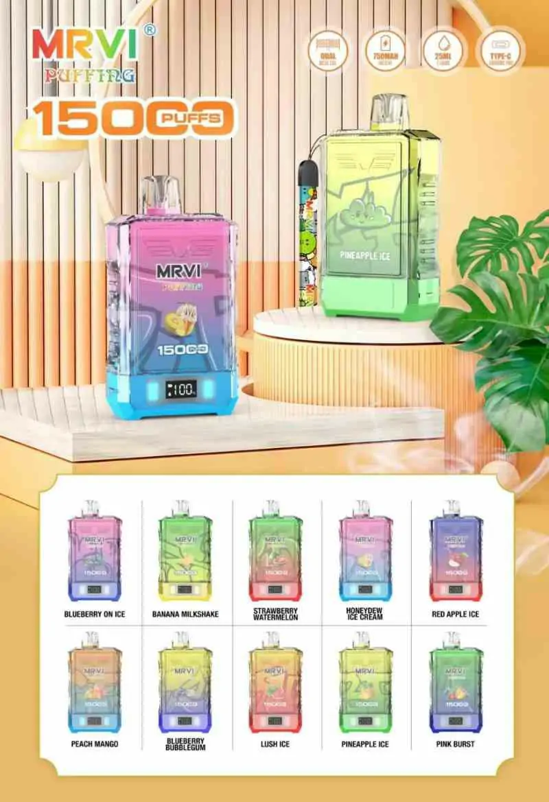 MRVI Puffing 15000 Züge – Dual Mesh, Digitalanzeige, 2%/5% Nikotin, lange Akkulaufzeit, wiederaufladbare Einweg E-Zigarette für Großhandel & Bulk-Bestellung