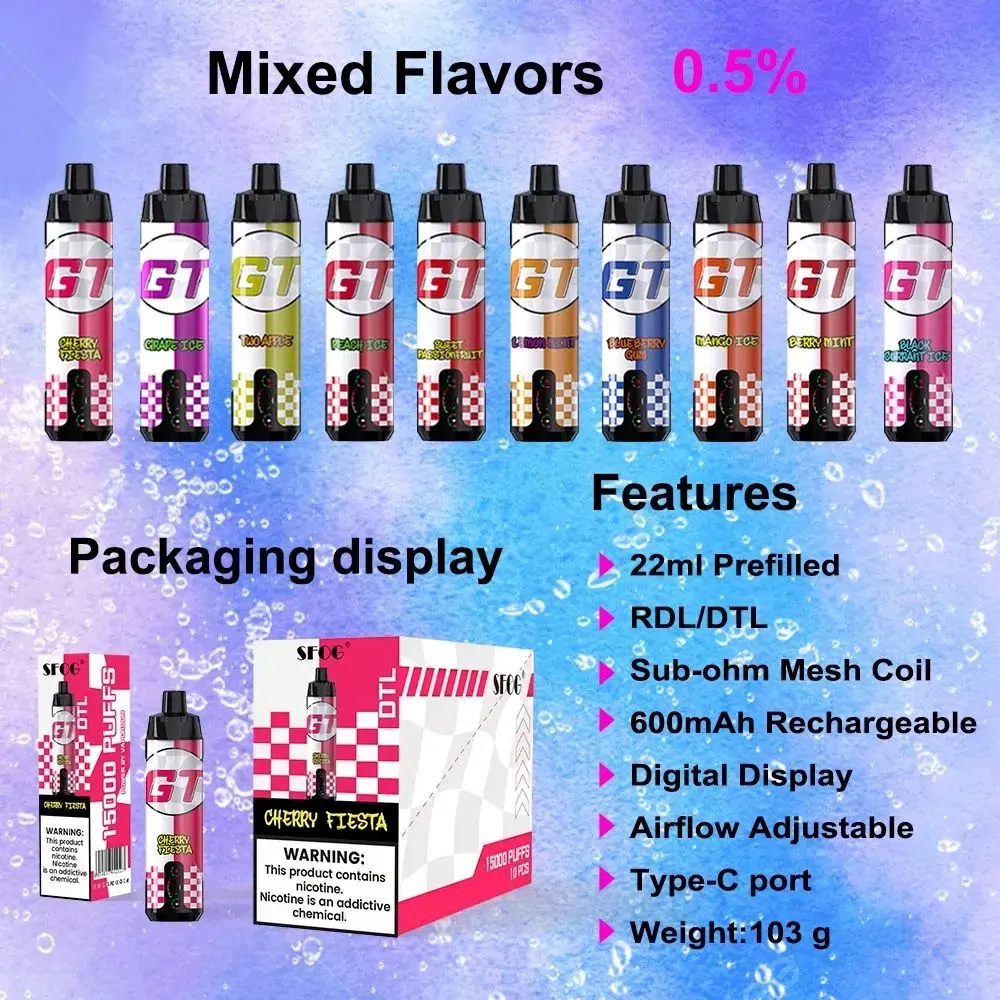 SFOG GT BAR 15000 Züge Einweg-Dampfer Großhandel - Tragbar und Wiederaufladbar