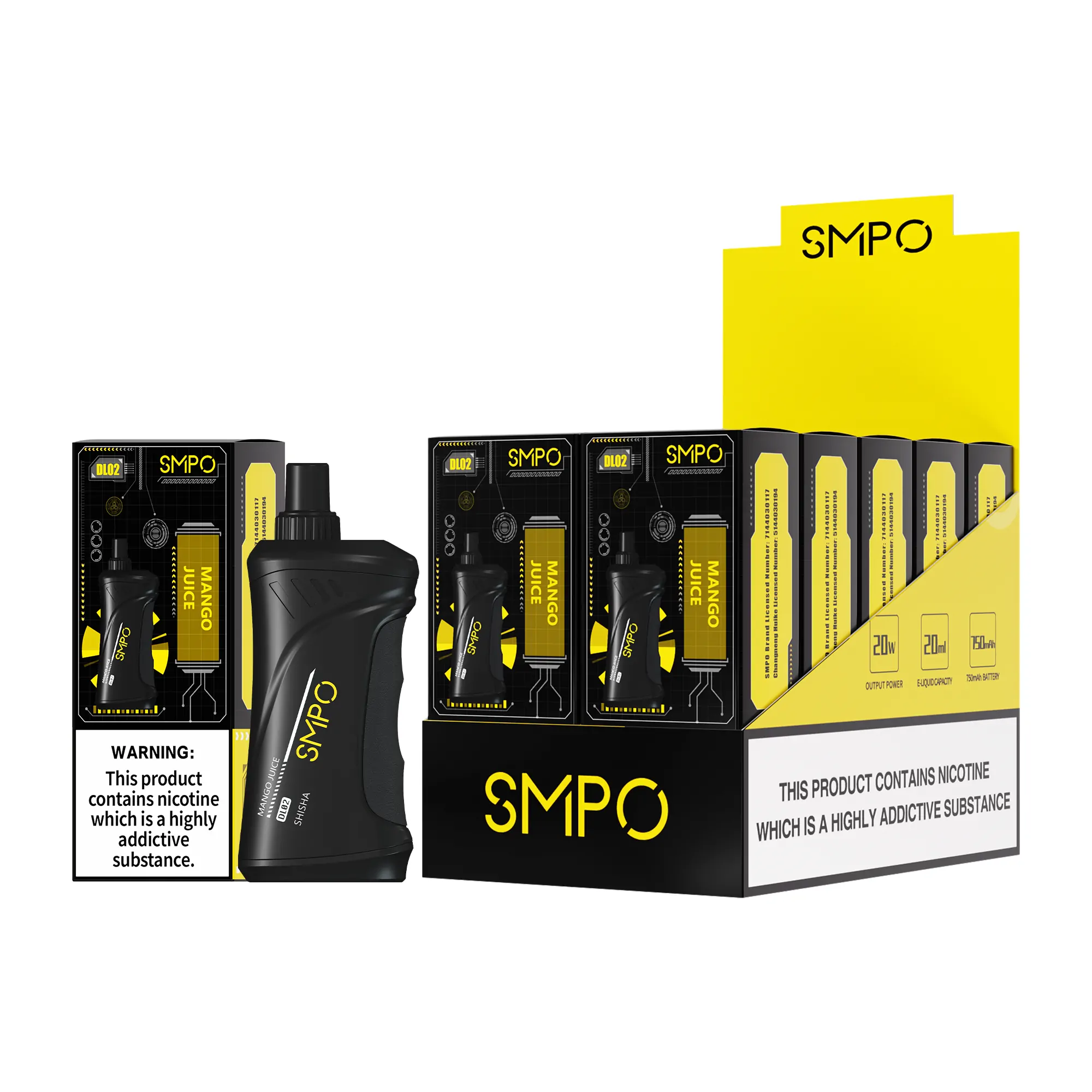 SMPO DL02 10000 Züge – Wiederaufladbare Einweg E-Zigarette mit CRUX Dry-Burn-Schutz, 1% Nikotin, Großhandel & Bulk Buy – Bild 2