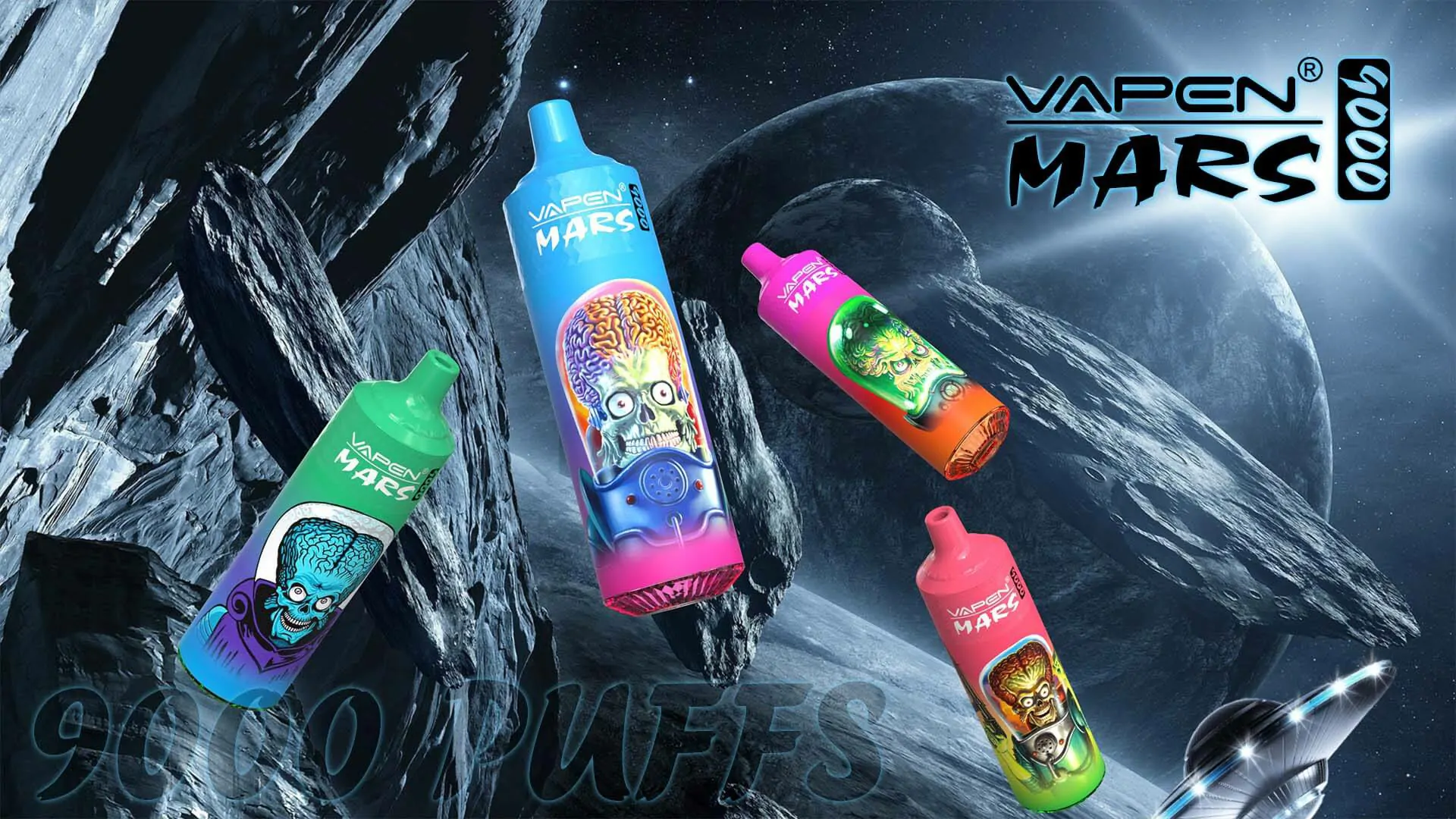 VAPEN Mars 9000 Züge – Wiederaufladbare Einweg E-Zigarette mit LED-Farblicht, 0%/2%/5% Nikotin, große Auswahl an Geschmacksrichtungen, Bulk & Großhandel