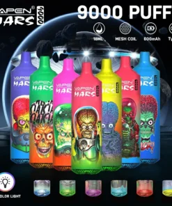 VAPEN Mars 9000 Züge – Wiederaufladbare Einweg E-Zigarette mit LED-Farblicht, 0%/2%/5% Nikotin, große Auswahl an Geschmacksrichtungen, Bulk & Großhandel