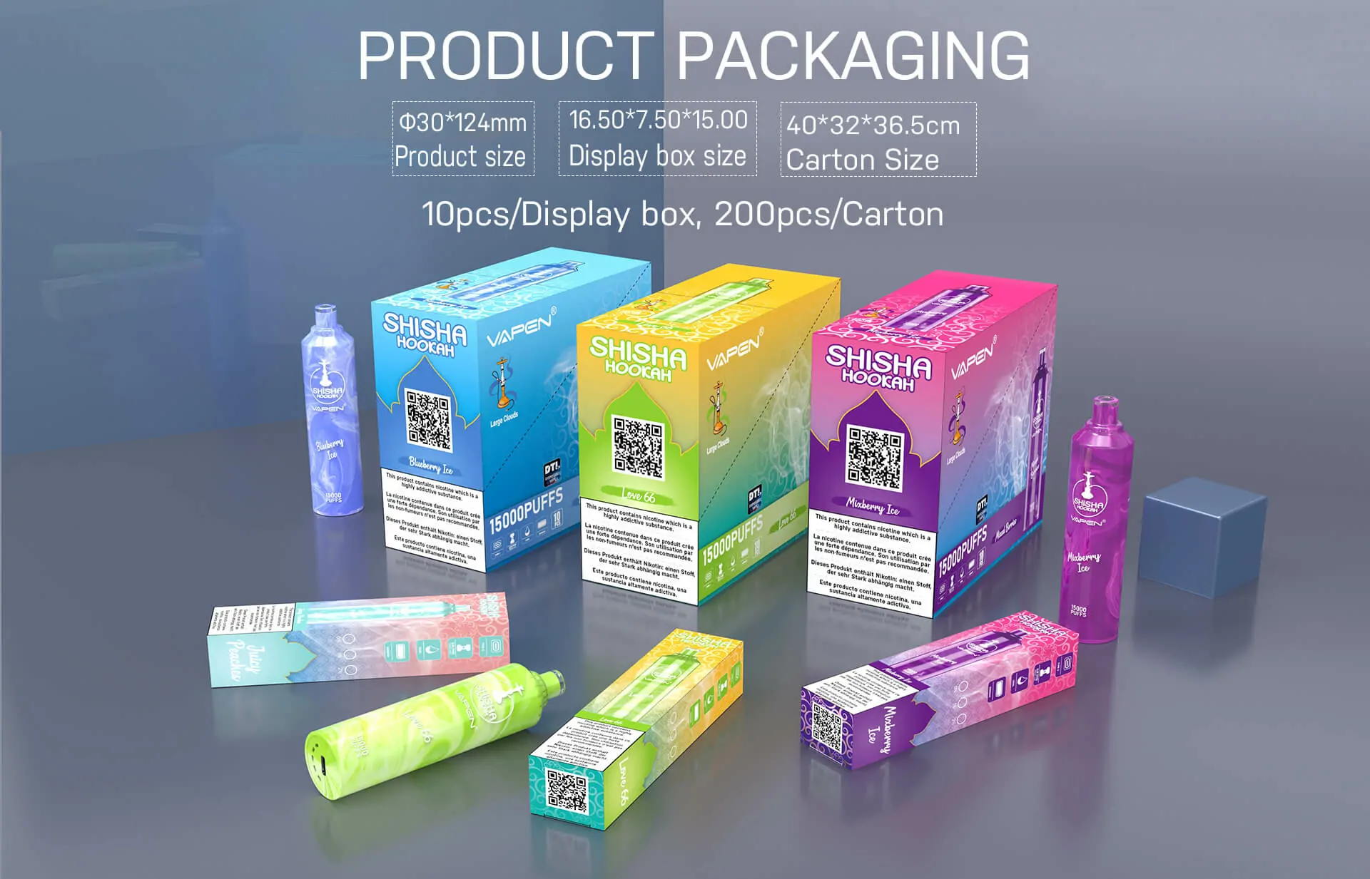 VAPEN Shisha Hookah 15000 Züge DTL Einweg E-Zigarette, wiederaufladbar, 0%/2% Nikotin, Großhandel & Bulk-Bestellung, 10 Geschmacksrichtungen