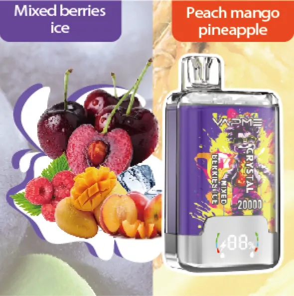 VAPME Crystal 20000 Züge Doppelgeschmack LED-Display 2% Nikotin Wiederaufladbar Leicht Tragbar Einweg E-Zigarette Großhandel – Bild 2