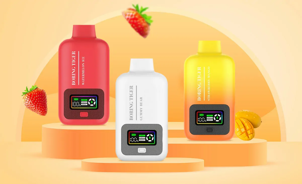 VASY Boring Tiger 25000 Züge Digitaler Bildschirm 4 Mesh Coils 50mg Nikotin Niedriger Nikotingehalt Großhandel Mehrere Geschmacksrichtungen Wiederaufladbare Einweg-E-Zigaretten