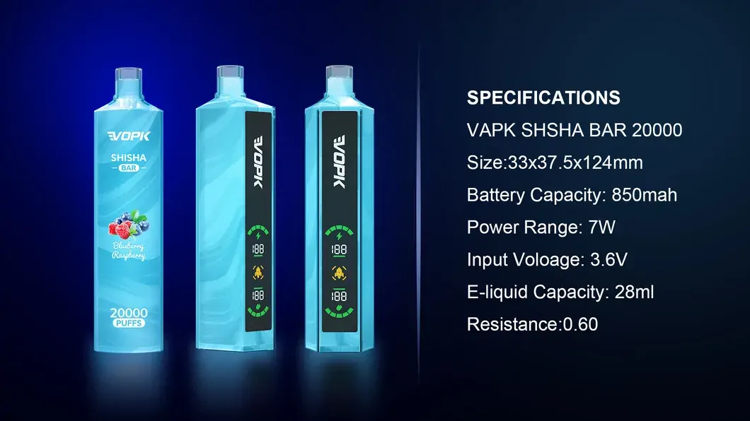 VOPK Shisha BAR 20000 Züge Smart Display 0% 2% 3% 5% Niedriger Nikotin Großhandel Aufladbare Einweg-Dampfpen