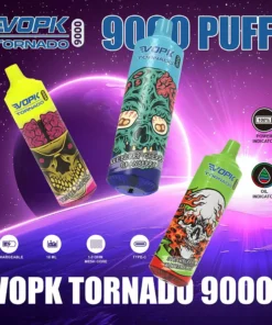 VOPK TORNADO 9000 Züge LED-Beleuchtung 0% 2% 3% 5% Niedriger Nikotingehalt Wiederaufladbare Einweg-E-Zigarette Großhandel