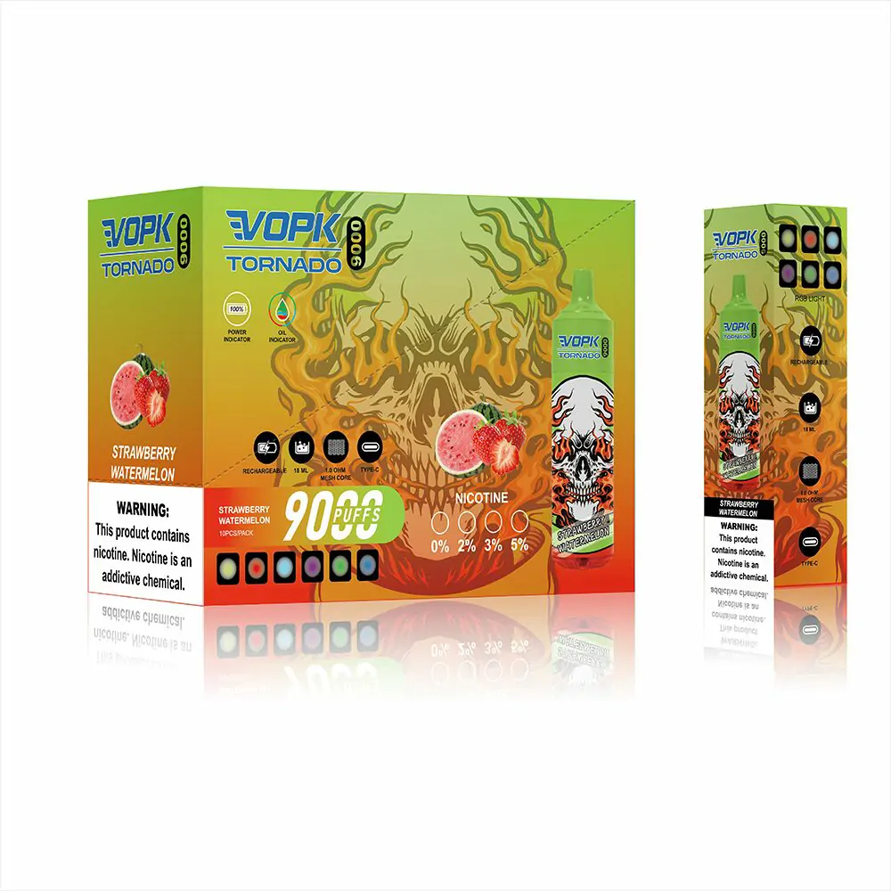 VOPK TORNADO 9000 Züge LED-Beleuchtung 0% 2% 3% 5% Niedriger Nikotingehalt Wiederaufladbare Einweg-E-Zigarette Großhandel – Bild 12