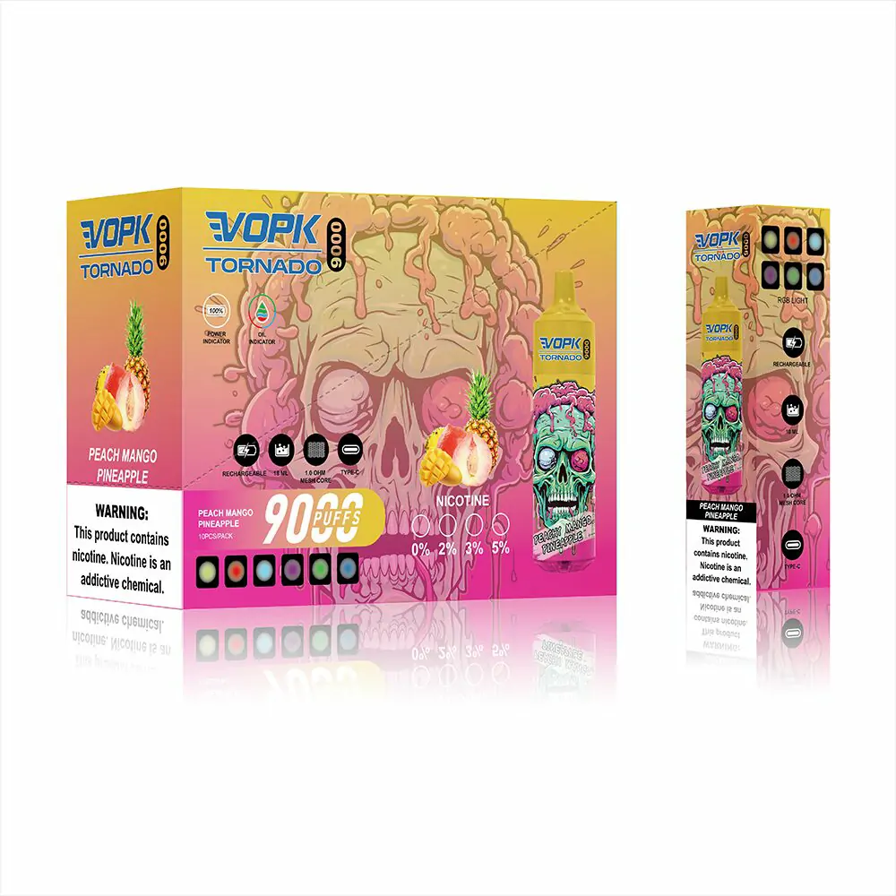 VOPK TORNADO 9000 Züge LED-Beleuchtung 0% 2% 3% 5% Niedriger Nikotingehalt Wiederaufladbare Einweg-E-Zigarette Großhandel – Bild 10
