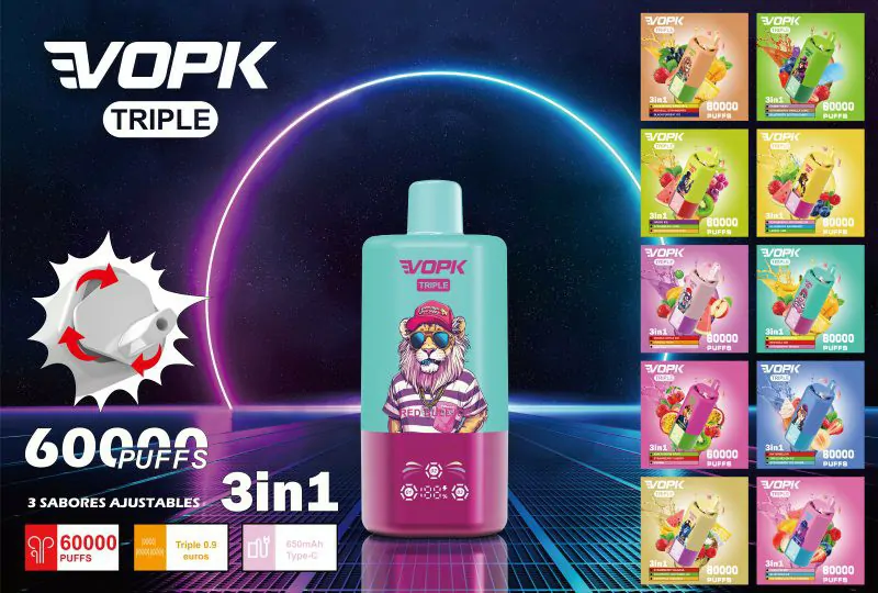 VOPK Tripe 60000 Züge – 3-in-1 Aromen, 2% Nikotin, wiederaufladbare Einweg E-Zigarette für Großhandel & Bulk-Bestellungen