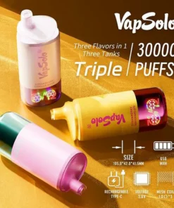 VapSolo Triple 30000 Züge LCD-Display 3 Aromen in 1 2% und 5% Nikotin Niedriger Nikotin Bulk-Kauf Großhandel Aufladbarer Einweg-Vape-Stift
