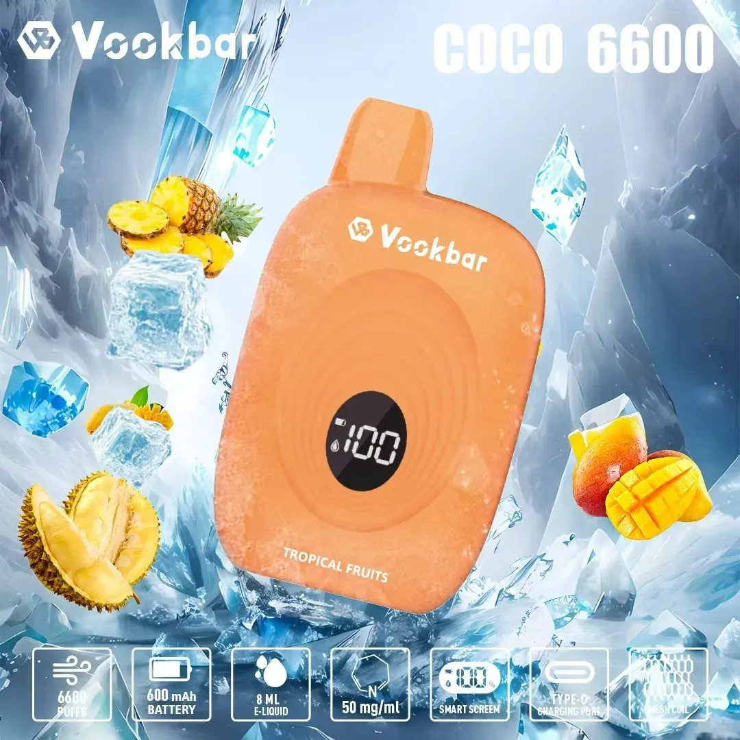 Vookbar Coco 6600 Züge – Wiederaufladbare Einweg Vape mit Digitalanzeige, 3% Nikotin, ergonomischem Design & Großhandel für Bulk-Bestellungen – Bild 3