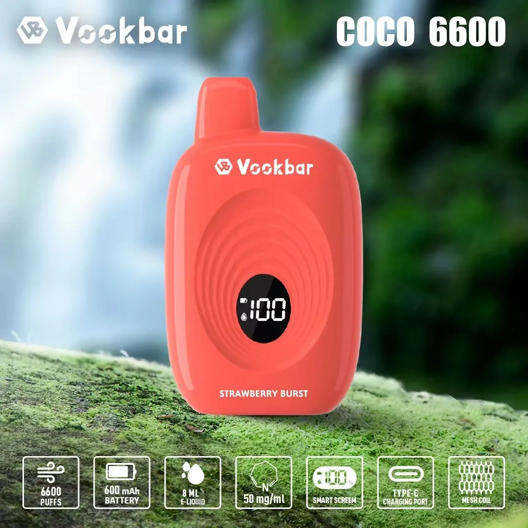 Vookbar Coco 6600 Züge – Wiederaufladbare Einweg Vape mit Digitalanzeige, 3% Nikotin, ergonomischem Design & Großhandel für Bulk-Bestellungen – Bild 2