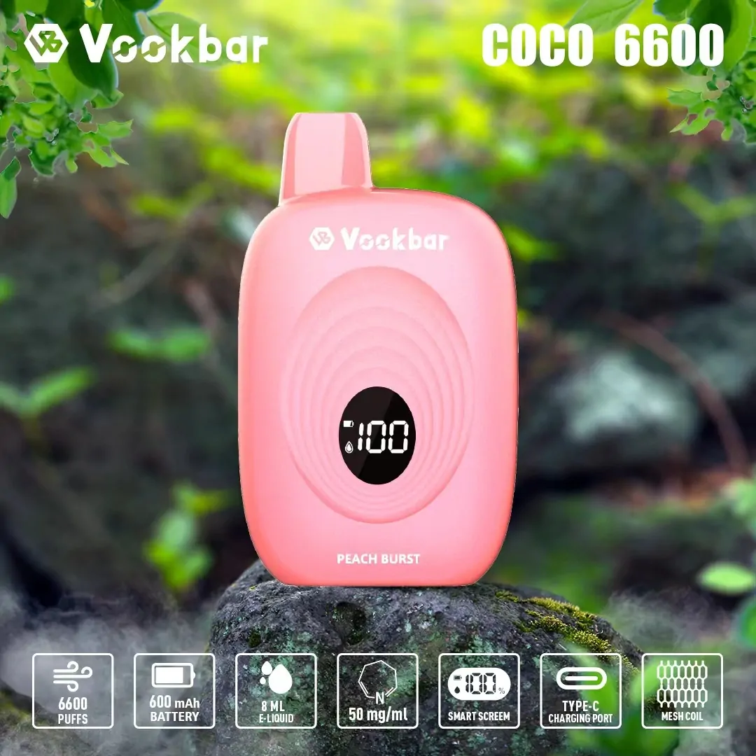 Vookbar Coco 6600 Züge – Wiederaufladbare Einweg Vape mit Digitalanzeige, 3% Nikotin, ergonomischem Design & Großhandel für Bulk-Bestellungen – Bild 8