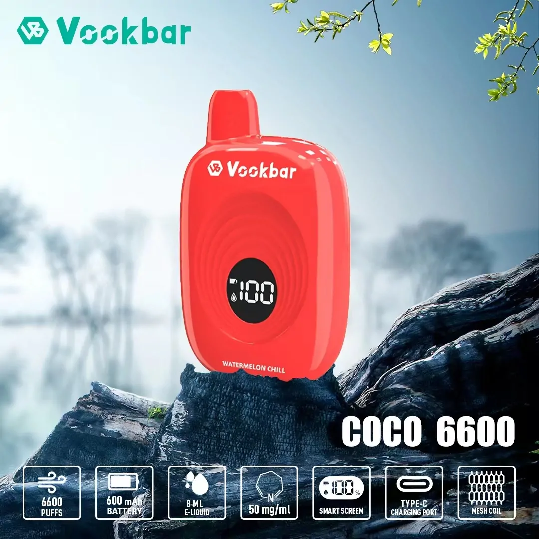 Vookbar Coco 6600 Züge – Wiederaufladbare Einweg Vape mit Digitalanzeige, 3% Nikotin, ergonomischem Design & Großhandel für Bulk-Bestellungen – Bild 7
