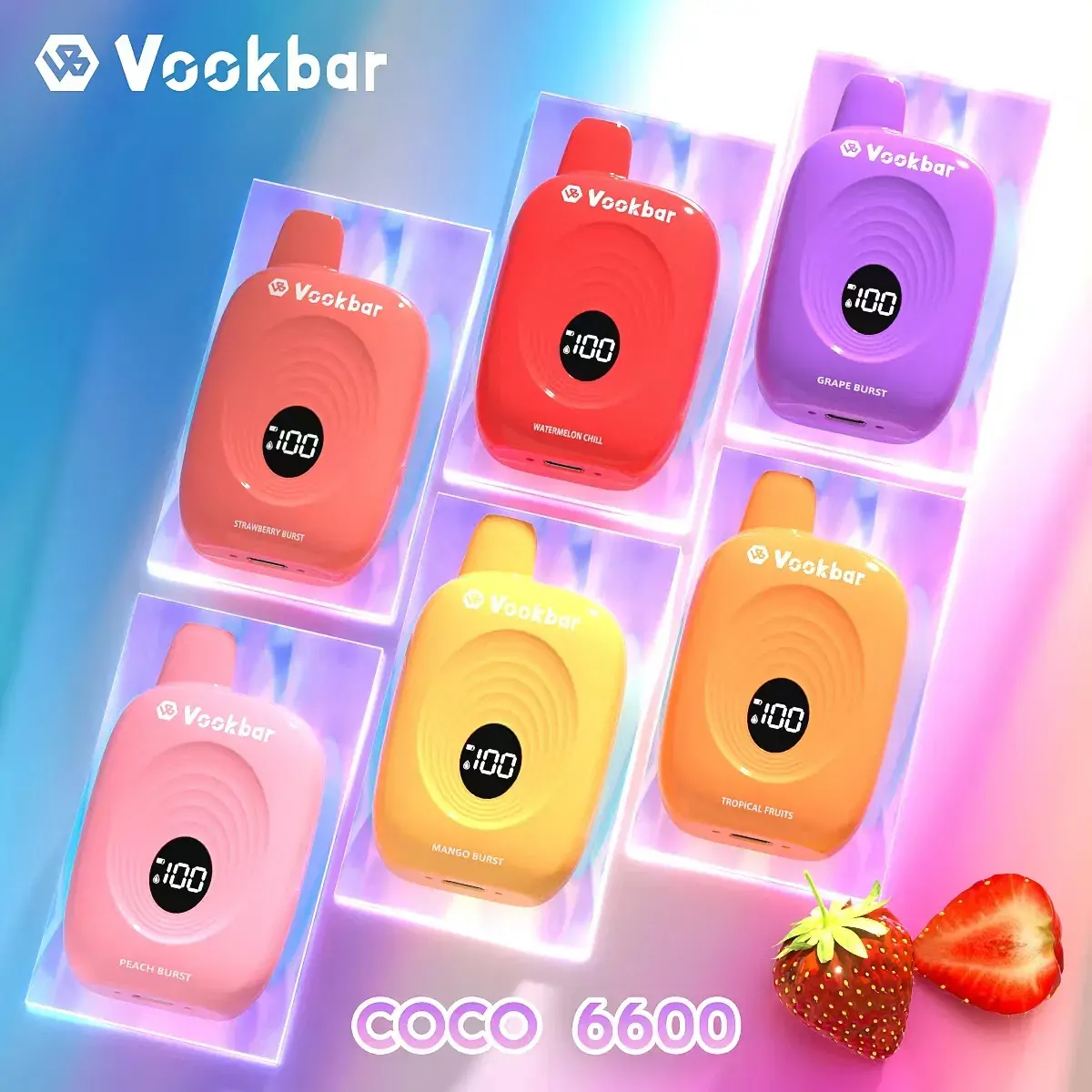 Vookbar Coco 6600 Züge – Wiederaufladbare Einweg Vape mit Digitalanzeige, 3% Nikotin, ergonomischem Design & Großhandel für Bulk-Bestellungen