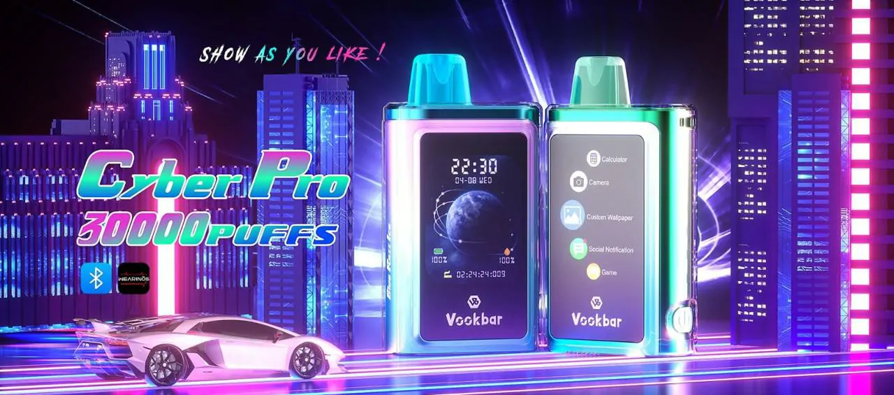 Vookbar Cyber Pro 30000 Züge Dual Mesh 2,1-Zoll Touchscreen 0% 2% 3% 5% Niedriger Nikotingehalt Großhandel Wiederaufladbare Einweg E-Zigarette Pen