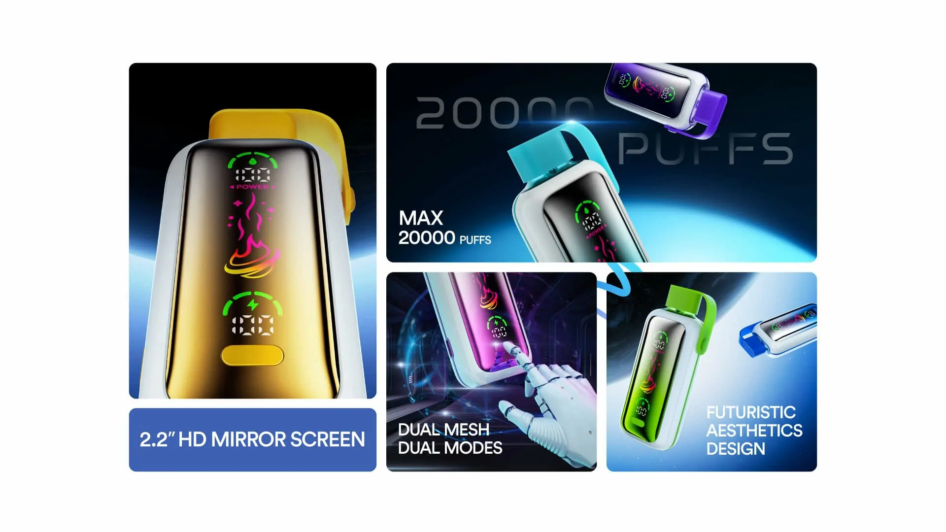 Vozol Star 20000 Züge Einweg E-Zigarette mit Dual Mesh Coil, Spiegel-Display, 5% Nikotin, stilvollem Design, wiederaufladbarem Akku – Großhandel & Bulk Buy für Händler