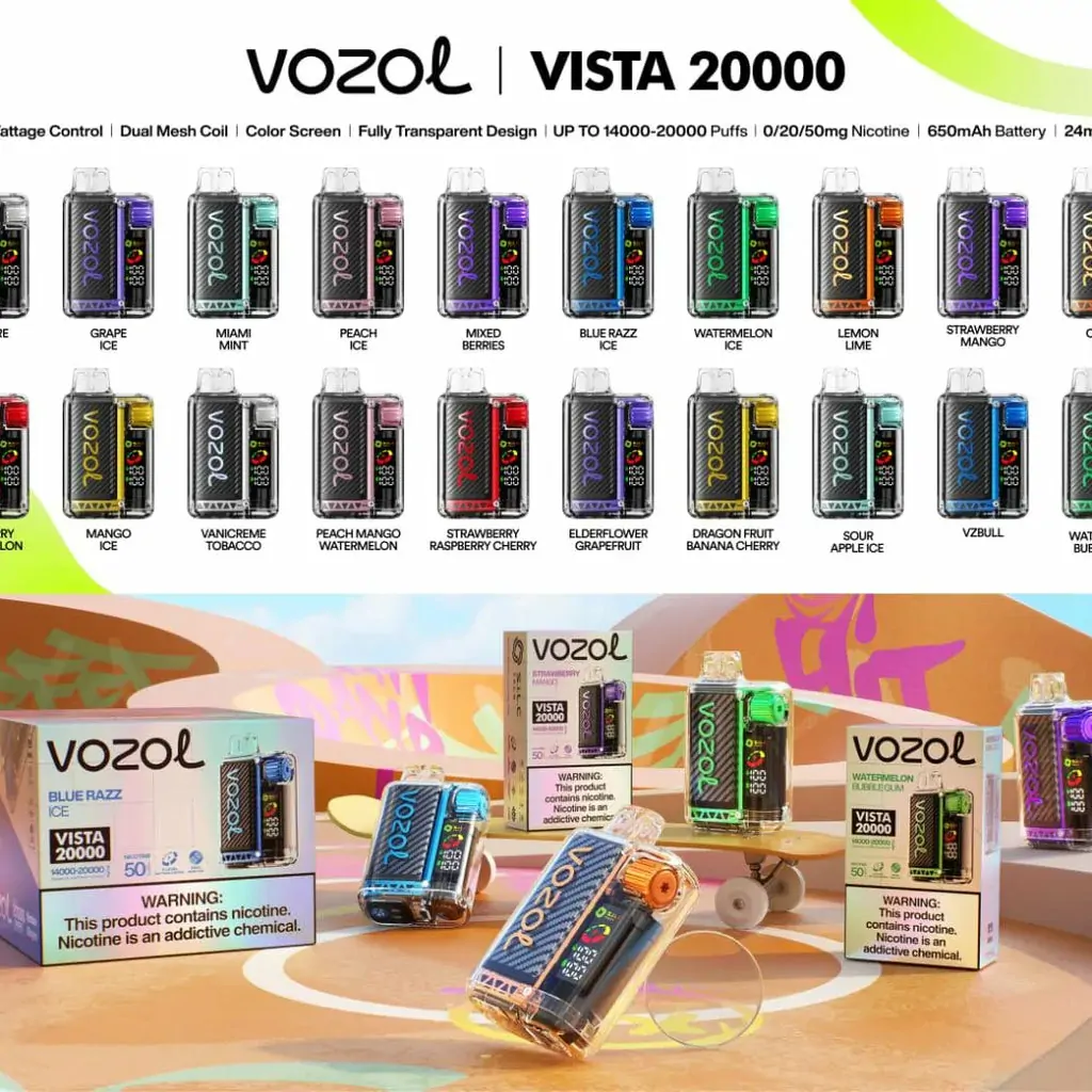 Vozol Vista 20000 Züge – Wiederaufladbare Einweg Vape mit Dual Mesh, Farbbildschirm, MTL, 5% Nikotin, Großhandel & Bulk Buy