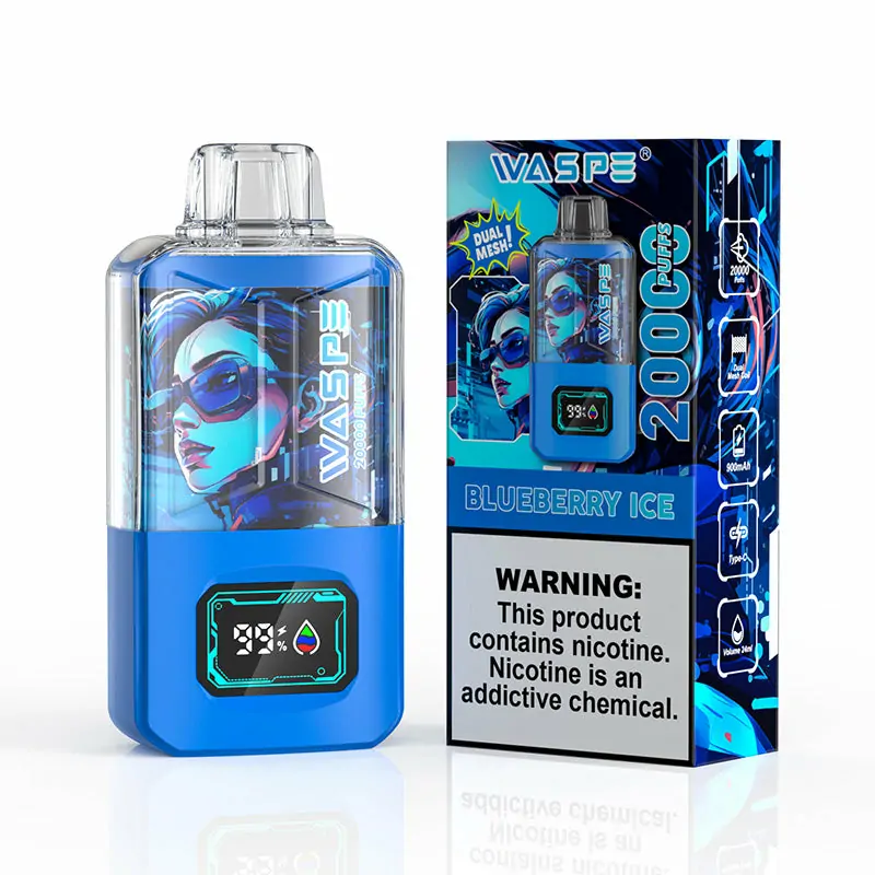 WASPE 20000 ZÜGE Dual Mesh Box LCD Anzeige 0% 2% 3% 5% Nikotin Einweg Vape Großhandel – Bild 3