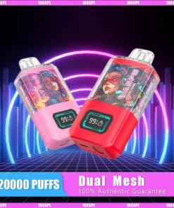WASPE 20000 ZÜGE Dual Mesh Box LCD Anzeige 0% 2% 3% 5% Nikotin Einweg Vape Großhandel