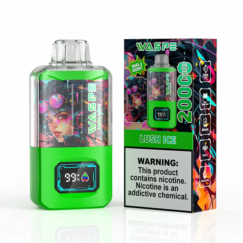 WASPE 20000 ZÜGE Dual Mesh Box LCD Anzeige 0% 2% 3% 5% Nikotin Einweg Vape Großhandel – Bild 11