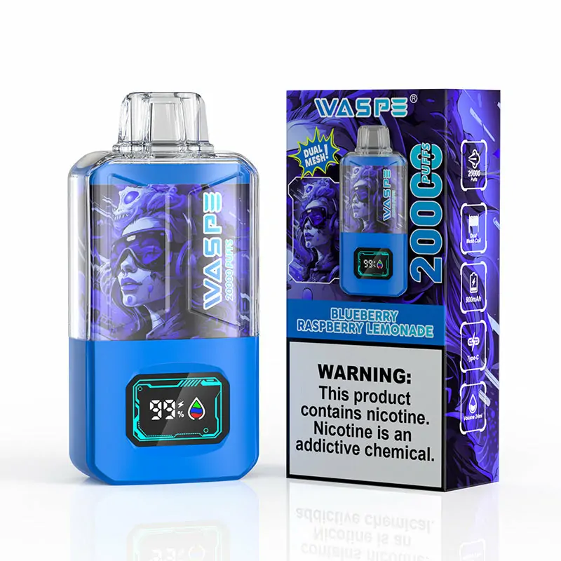 WASPE 20000 ZÜGE Dual Mesh Box LCD Anzeige 0% 2% 3% 5% Nikotin Einweg Vape Großhandel – Bild 5