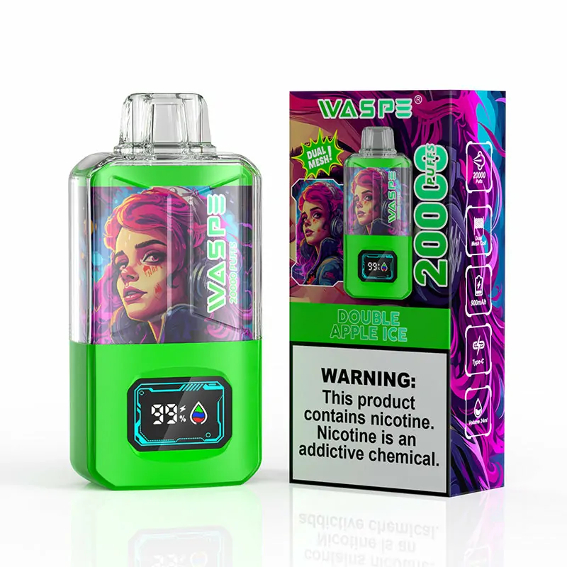 WASPE 20000 ZÜGE Dual Mesh Box LCD Anzeige 0% 2% 3% 5% Nikotin Einweg Vape Großhandel – Bild 4