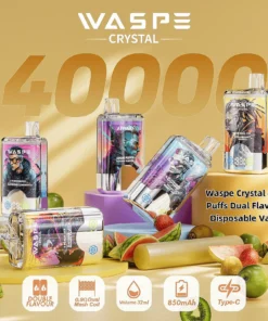 WASPE Crystal 40000 Züge Doppelgeschmack LED-Anzeige 0% 2% 5% Niedriges Nikotin Großhandel Wiederaufladbare Einweg-E-Zigaretten