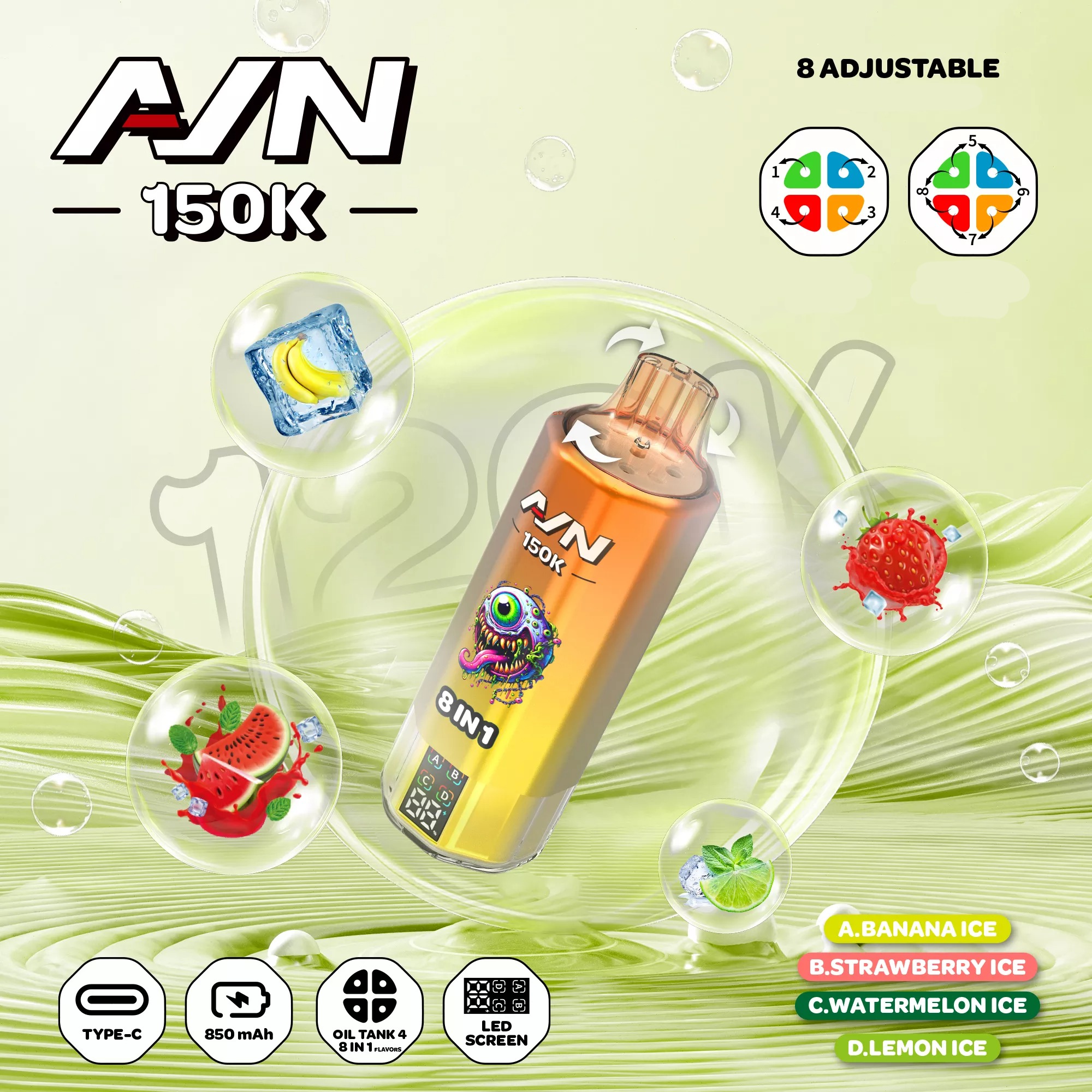 AIVONO AIM AVN 150K Züge 8 in 1 Einweg Vape LED Display Großhandel günstig kaufen – Bild 4