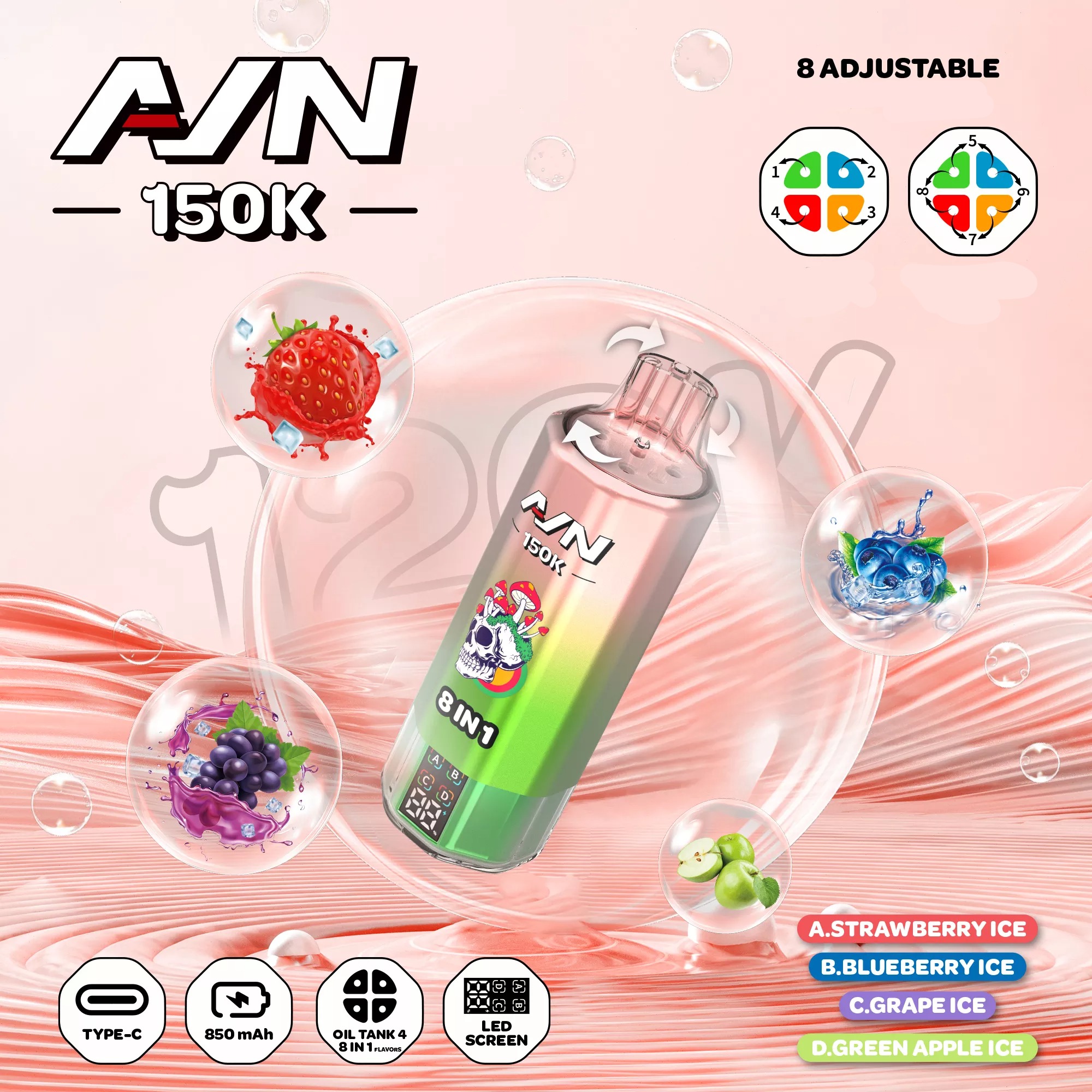 AIVONO AIM AVN 150K Züge 8 in 1 Einweg Vape LED Display Großhandel günstig kaufen – Bild 10